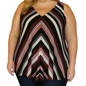 NWT Lane Bryant 22 Swing Collection Stripe Vneck Tank Top Blouse Plus Size